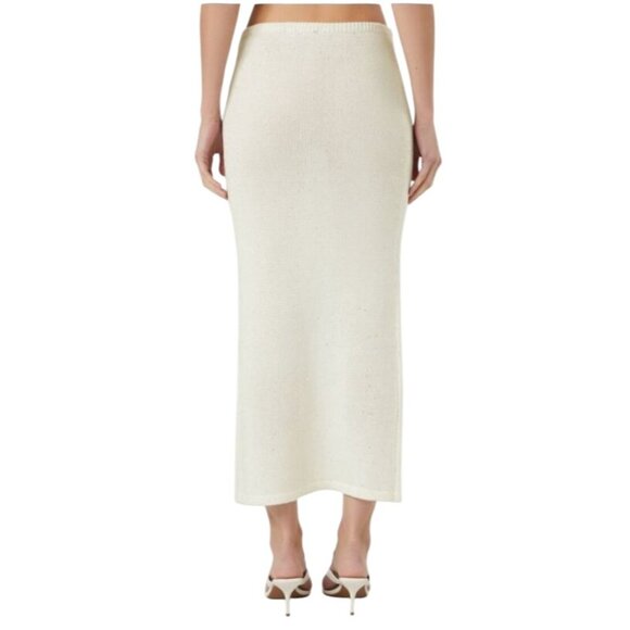 NEW Knit Sequin Midi Column Skirt in Ivory Size M Cream‎ Sweater Skirt - Picture 5 of 15